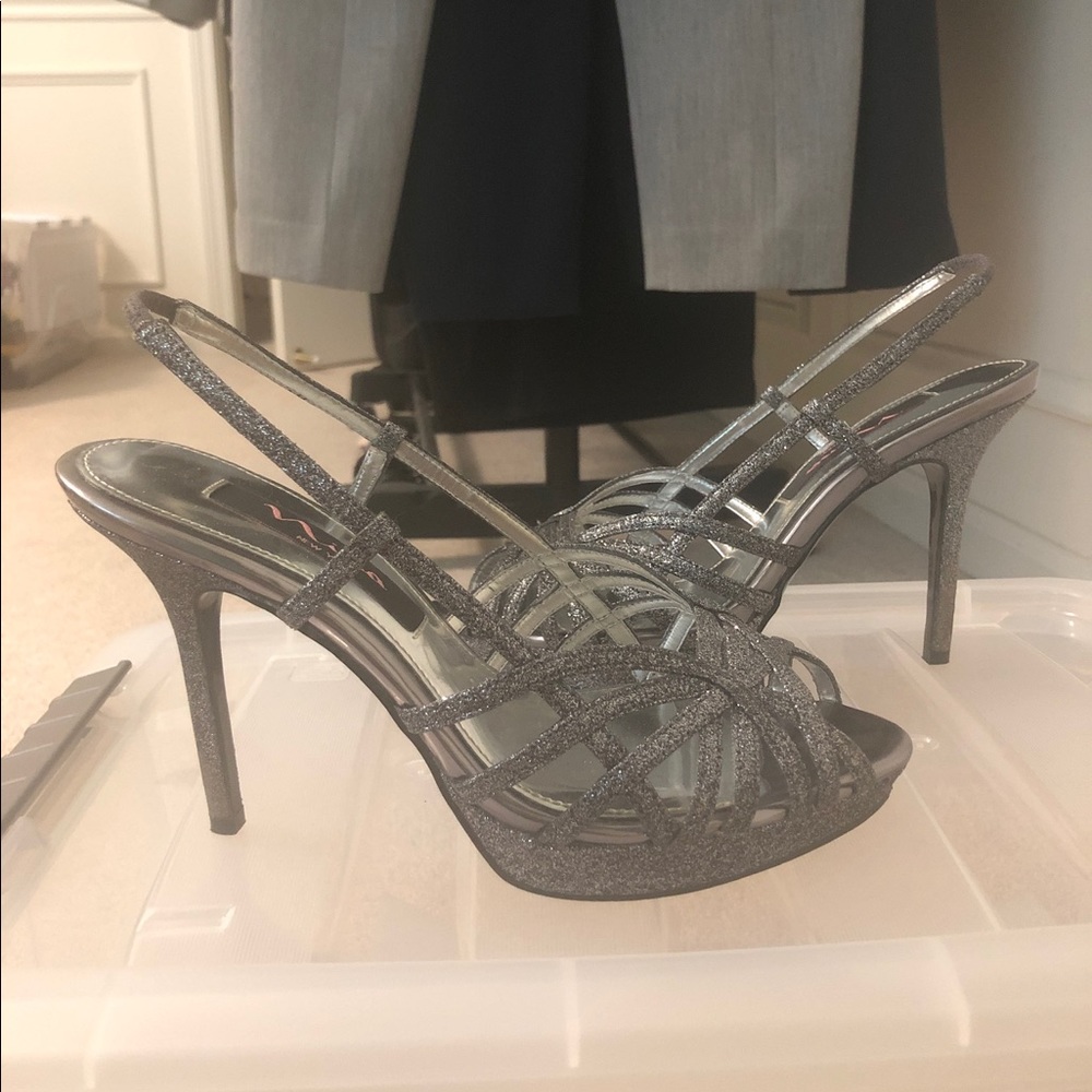 Nina Pewter Glitter Heels